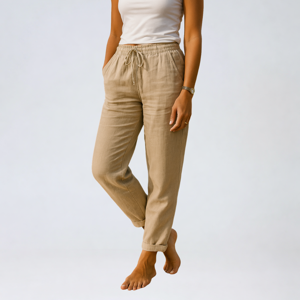 Elisse | Casual broek van katoen en linnen