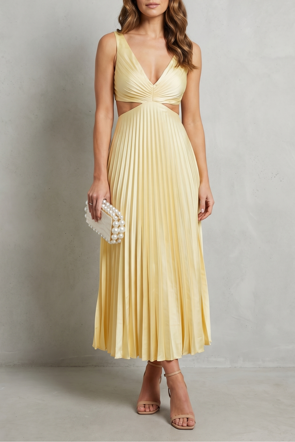 Elodienne | Elegantie met plooien in de taille – Maxi-jurk