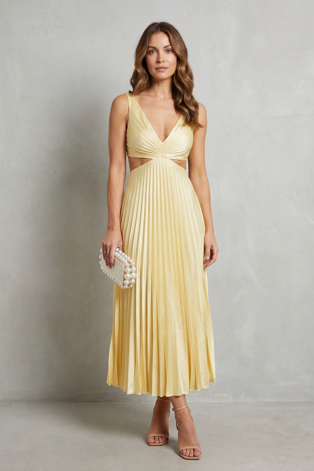 Elodienne | Elegantie met plooien in de taille – Maxi-jurk