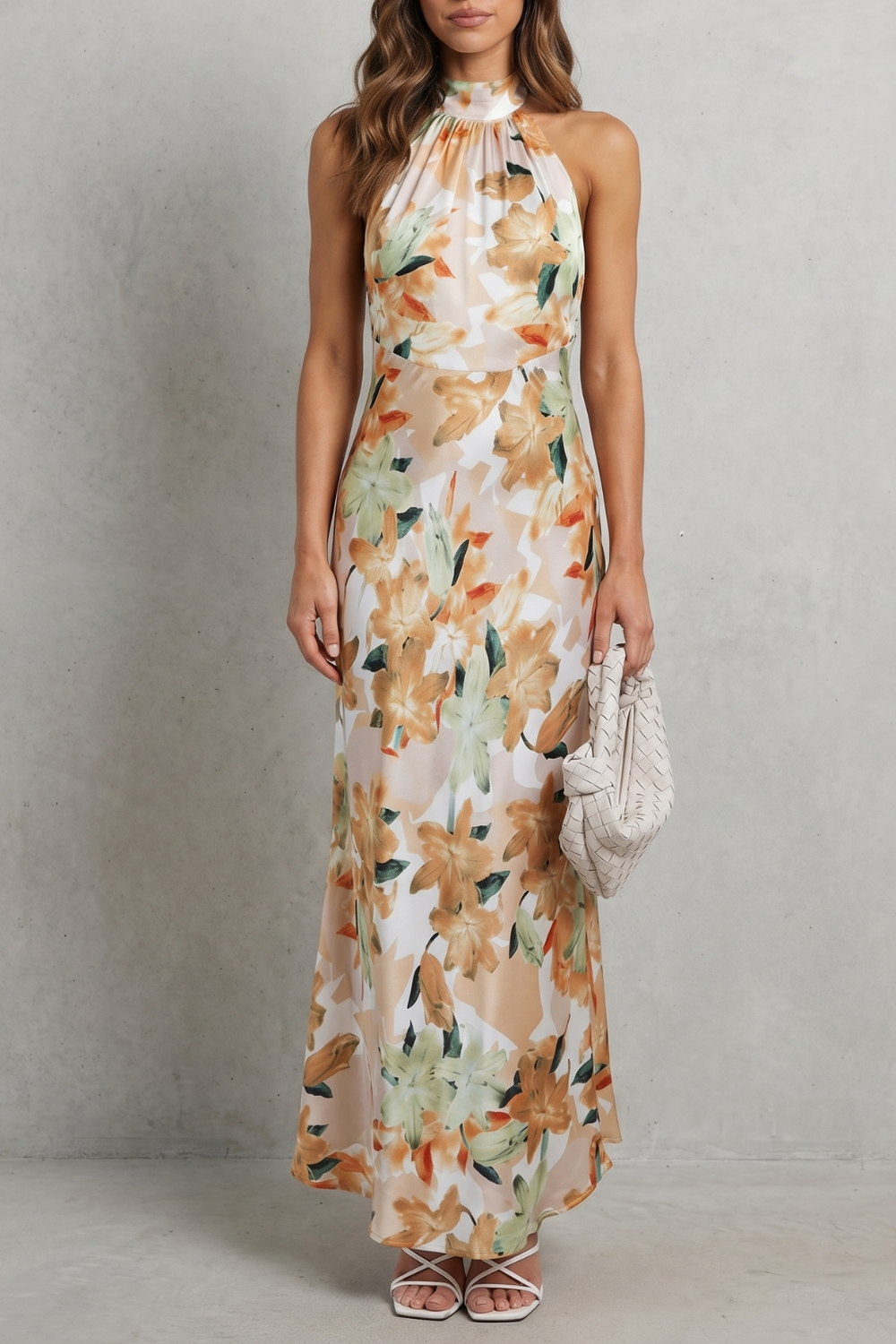 Emberelle | Elegante halterjurk met bloemenprint – Maxi-jurk