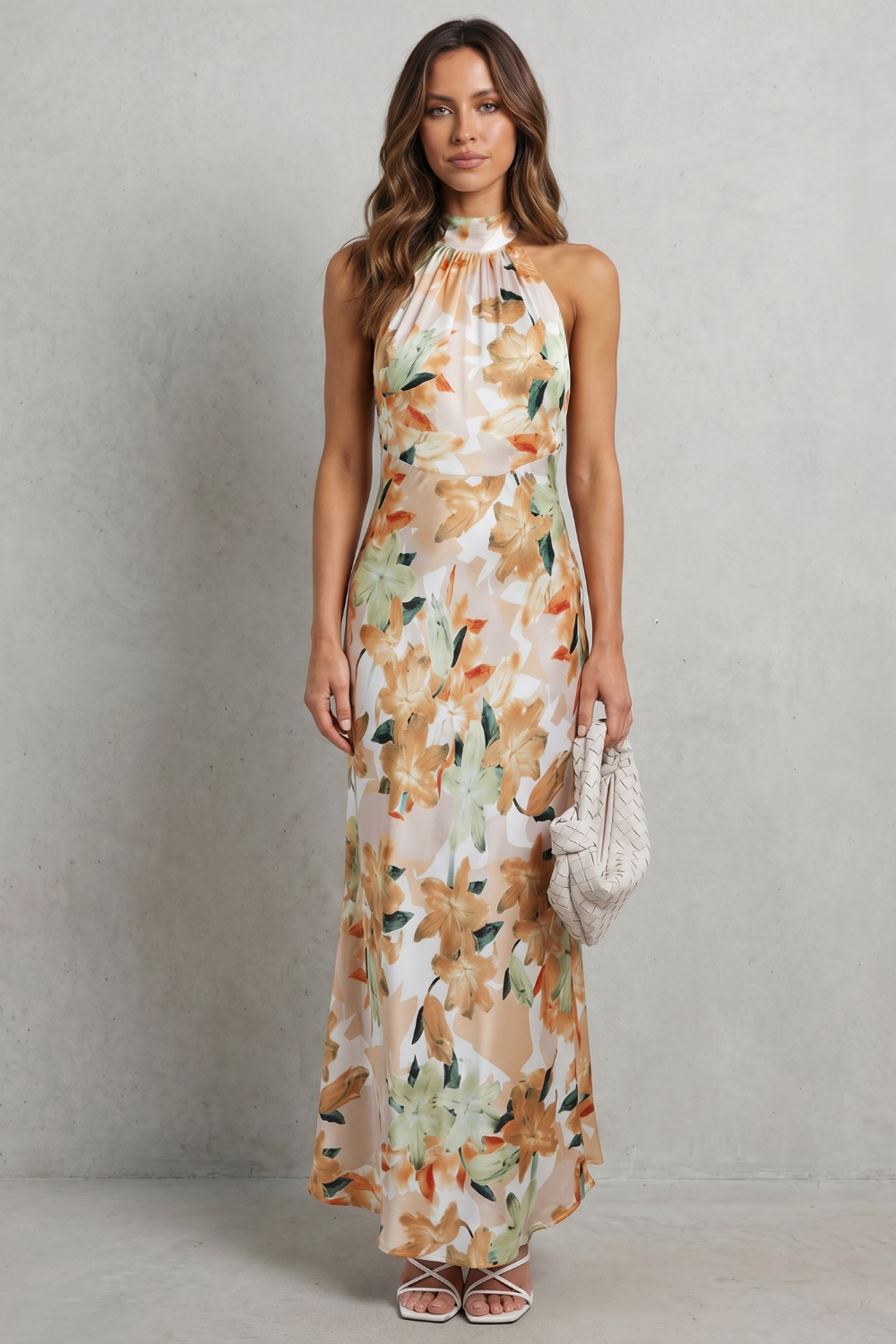 Emberelle | Elegante halterjurk met bloemenprint – Maxi-jurk