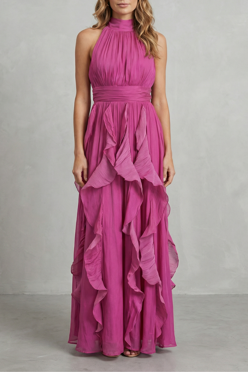 Rosamira | Elegante maxi-jurk van chiffon met ruches