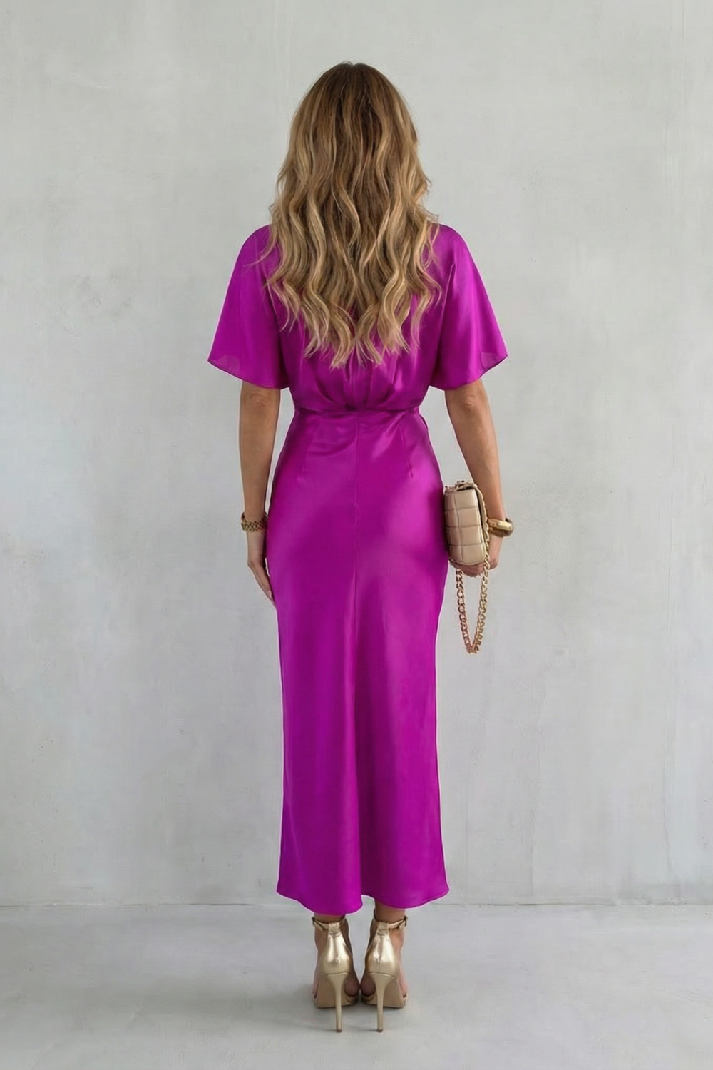 Satinéa | Elegantie met knoop in de taille – Midi-jurk