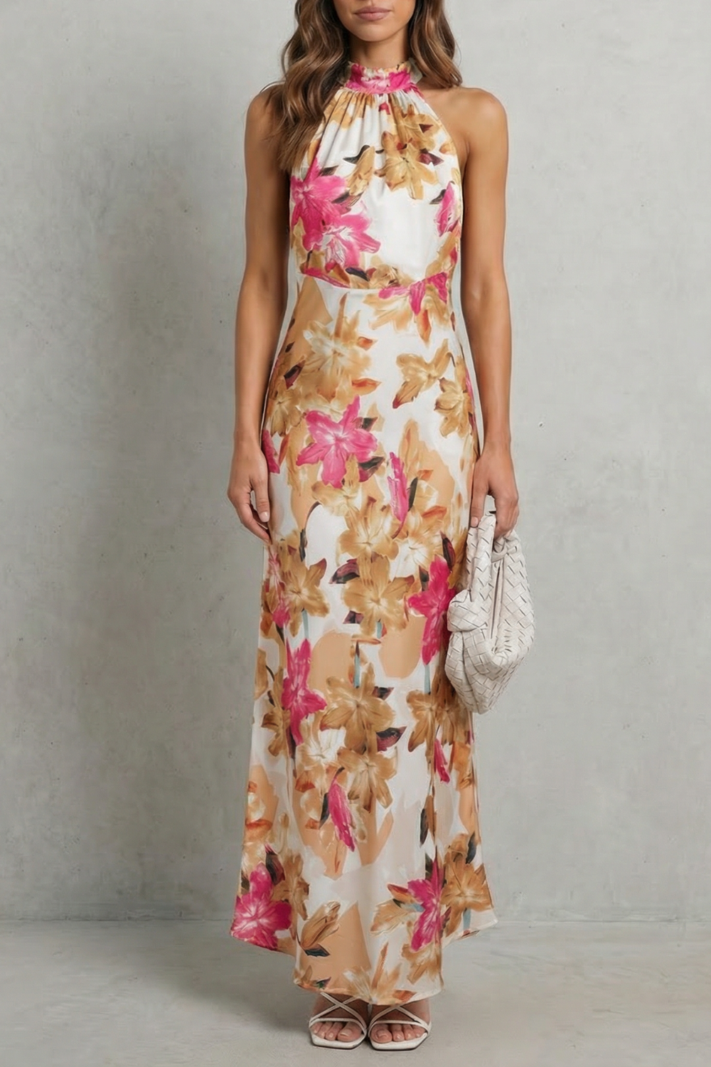 Emberelle | Elegante halterjurk met bloemenprint – Maxi-jurk