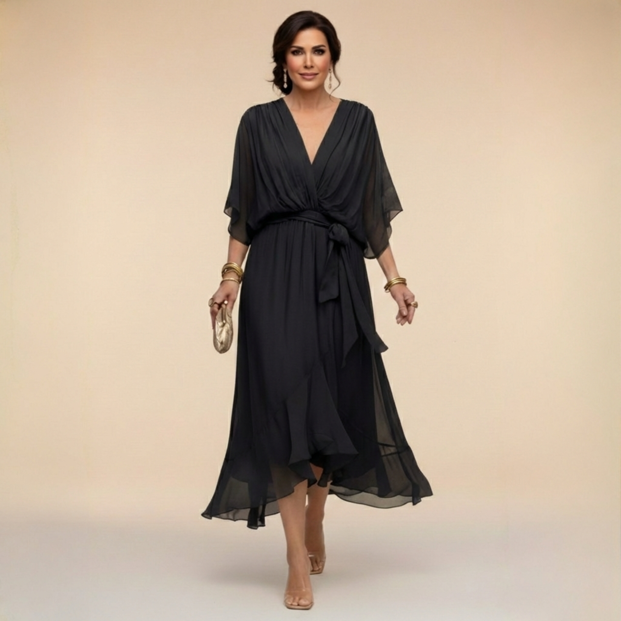 Tilly | Elegante chiffonjurk met V-hals